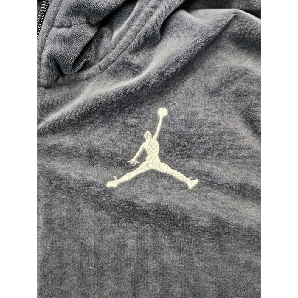 Jordan Nike Velour Hoodie Navy Blue Youth Girls XL - Picture 3 of 9